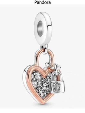 Pandora Heart Padlock Double Dangle Charm